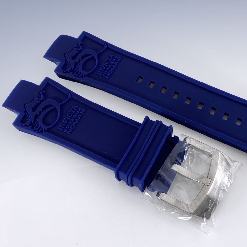Invicta Subaqua Noma III Dragon Embossed Navy Blue Silicone Rubber Watch…